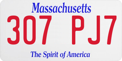 MA license plate 307PJ7