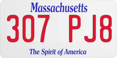 MA license plate 307PJ8