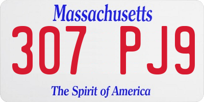 MA license plate 307PJ9