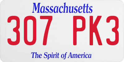 MA license plate 307PK3