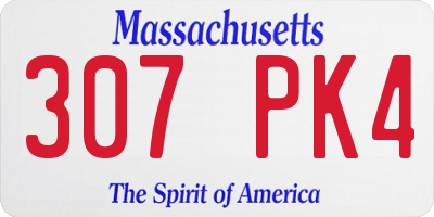 MA license plate 307PK4