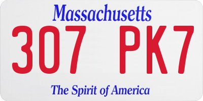 MA license plate 307PK7