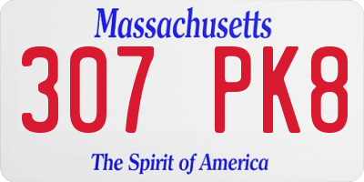 MA license plate 307PK8