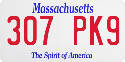 MA license plate 307PK9