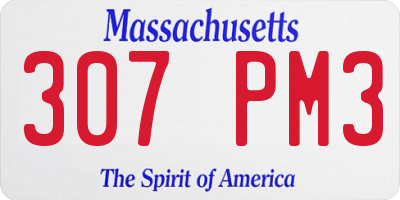 MA license plate 307PM3