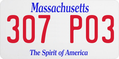 MA license plate 307PO3