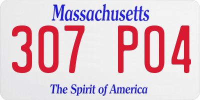 MA license plate 307PO4