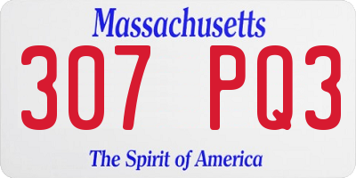 MA license plate 307PQ3