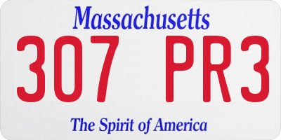 MA license plate 307PR3