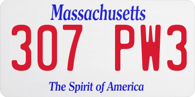 MA license plate 307PW3