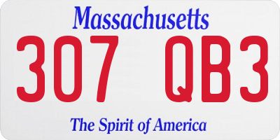 MA license plate 307QB3