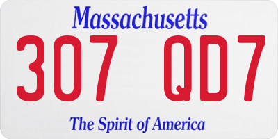 MA license plate 307QD7