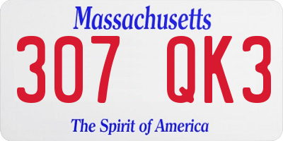 MA license plate 307QK3