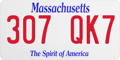 MA license plate 307QK7