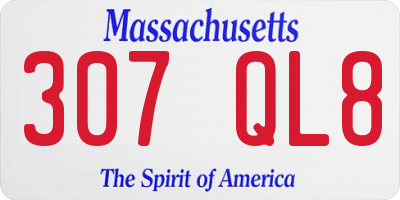 MA license plate 307QL8