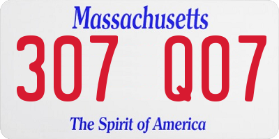 MA license plate 307QO7
