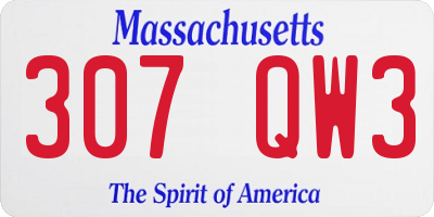 MA license plate 307QW3