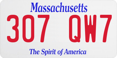 MA license plate 307QW7