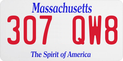 MA license plate 307QW8