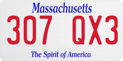 MA license plate 307QX3