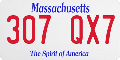 MA license plate 307QX7