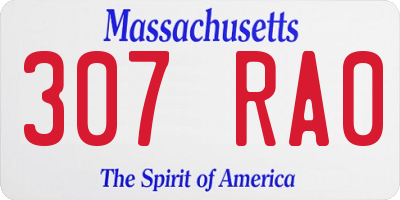 MA license plate 307RA0