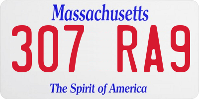 MA license plate 307RA9