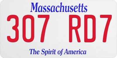 MA license plate 307RD7