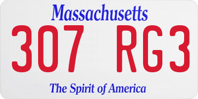 MA license plate 307RG3