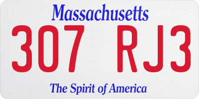 MA license plate 307RJ3