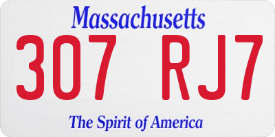 MA license plate 307RJ7