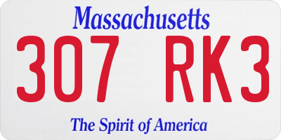MA license plate 307RK3