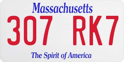 MA license plate 307RK7