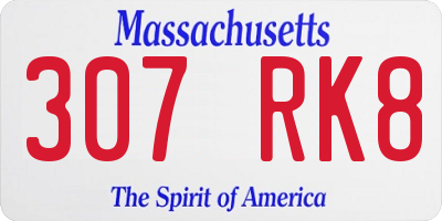 MA license plate 307RK8