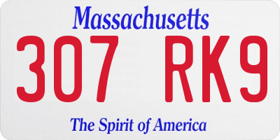 MA license plate 307RK9