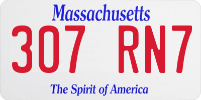 MA license plate 307RN7