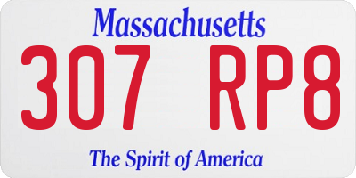 MA license plate 307RP8