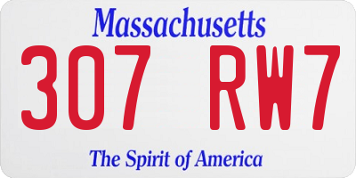 MA license plate 307RW7
