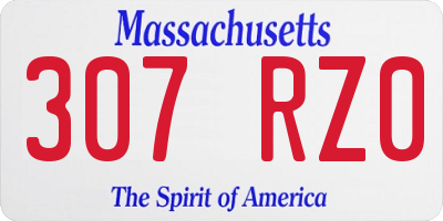 MA license plate 307RZ0