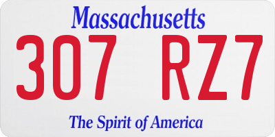 MA license plate 307RZ7
