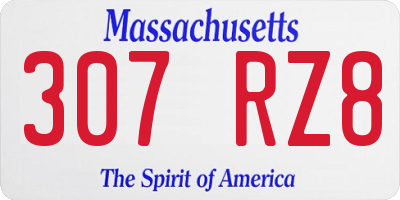 MA license plate 307RZ8