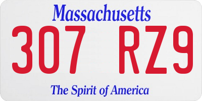 MA license plate 307RZ9