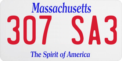 MA license plate 307SA3