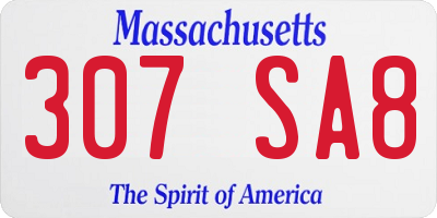 MA license plate 307SA8