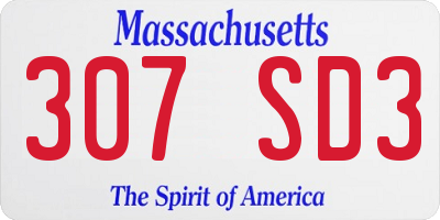MA license plate 307SD3