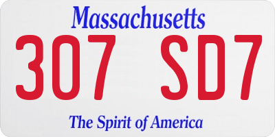 MA license plate 307SD7