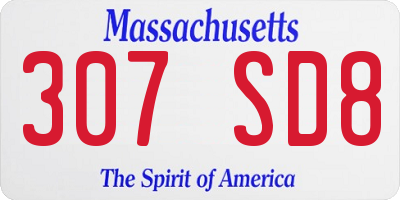 MA license plate 307SD8