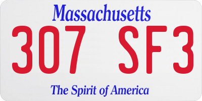 MA license plate 307SF3