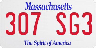 MA license plate 307SG3