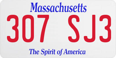 MA license plate 307SJ3
